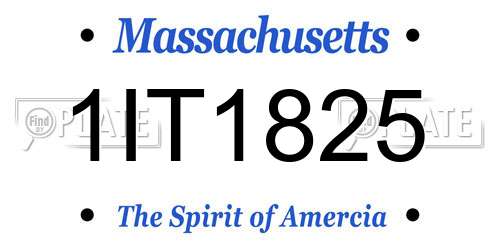 1IT1825 Massachusetts License Plate