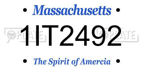 1IT2492 Massachusetts License Plate