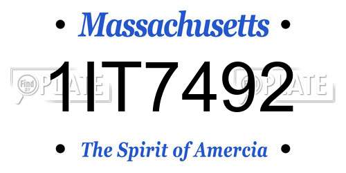 1IT7492 Massachusetts License Plate