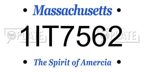 1IT7562 Massachusetts License Plate
