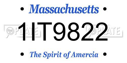 1IT9822 Massachusetts License Plate