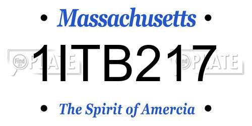 1ITB217 Massachusetts License Plate