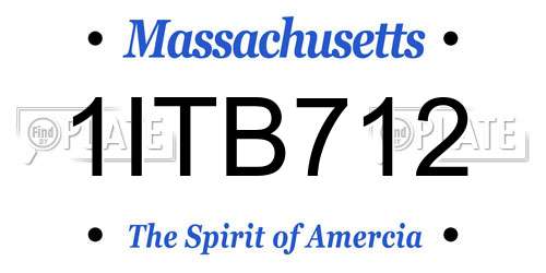 1ITB712 Massachusetts License Plate
