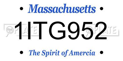 1ITG952 Massachusetts License Plate