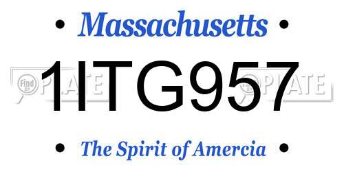 1ITG957 Massachusetts License Plate