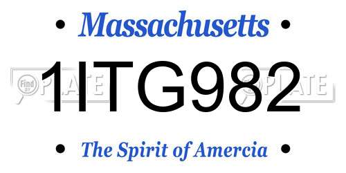 1ITG982 Massachusetts License Plate