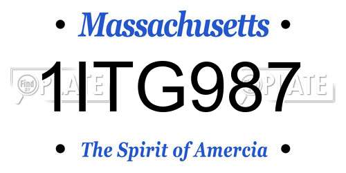 1ITG987 Massachusetts License Plate
