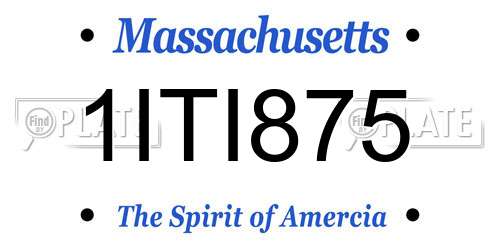 1ITI875 Massachusetts License Plate