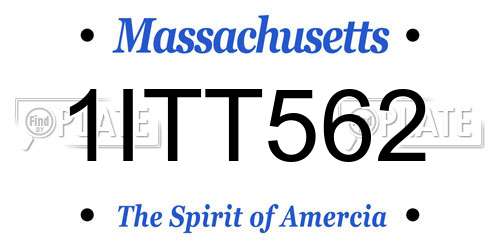 1ITT562 Massachusetts License Plate