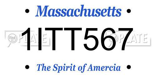 1ITT567 Massachusetts License Plate