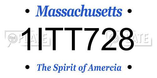 1ITT728 Massachusetts License Plate