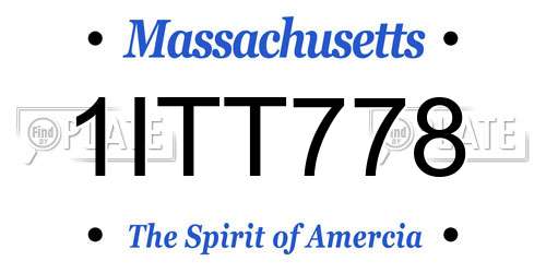 1ITT778 Massachusetts License Plate
