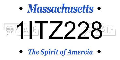 1ITZ228 Massachusetts License Plate