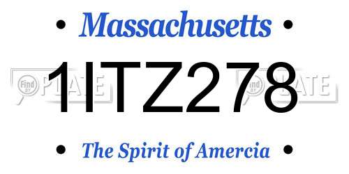 1ITZ278 Massachusetts License Plate