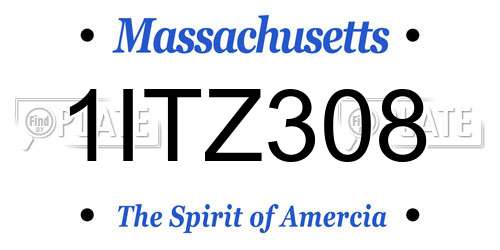 1ITZ308 Massachusetts License Plate