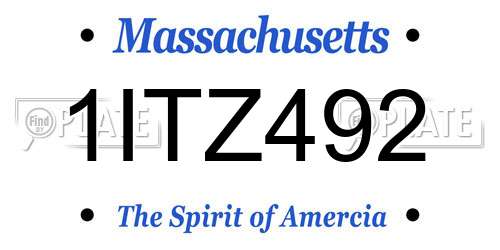 1ITZ492 Massachusetts License Plate