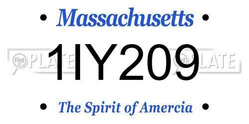 1IY209 Massachusetts License Plate