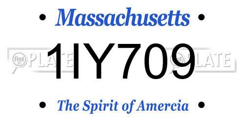 1IY709 Massachusetts License Plate