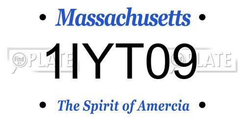 1IYT09 Massachusetts License Plate