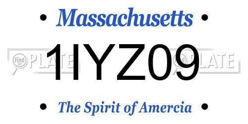 1IYZ09 Massachusetts License Plate