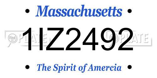 1IZ2492 Massachusetts License Plate