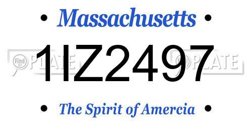 1IZ2497 Massachusetts License Plate