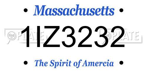 1IZ3232 Massachusetts License Plate