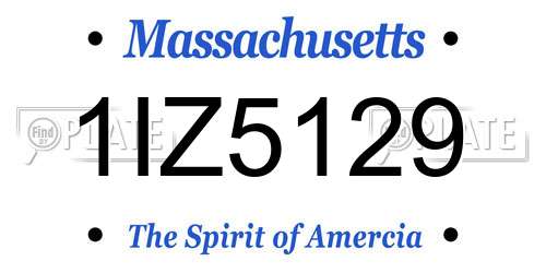 1IZ5129 Massachusetts License Plate