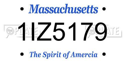 1IZ5179 Massachusetts License Plate