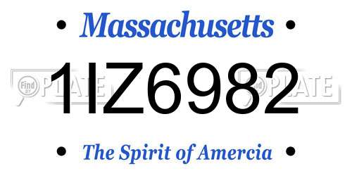 1IZ6982 Massachusetts License Plate