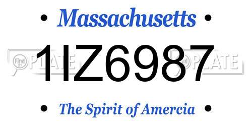 1IZ6987 Massachusetts License Plate