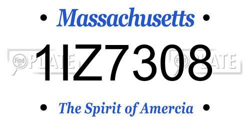 1IZ7308 Massachusetts License Plate