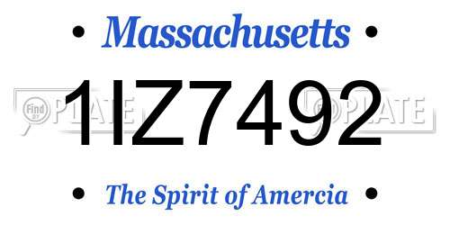 1IZ7492 Massachusetts License Plate