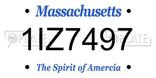 1IZ7497 Massachusetts License Plate