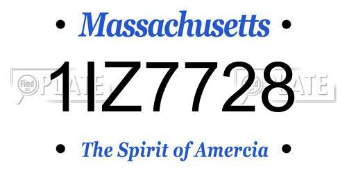 1IZ7728 Massachusetts License Plate