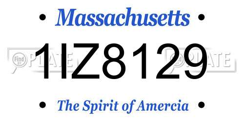 1IZ8129 Massachusetts License Plate