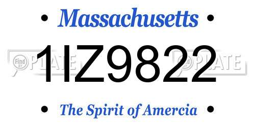 1IZ9822 Massachusetts License Plate