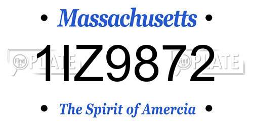 1IZ9872 Massachusetts License Plate