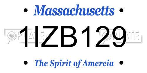 1IZB129 Massachusetts License Plate