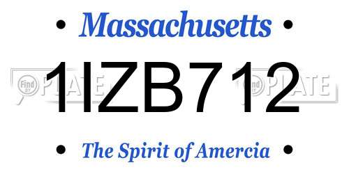 1IZB712 Massachusetts License Plate