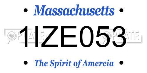 1IZE053 Massachusetts License Plate