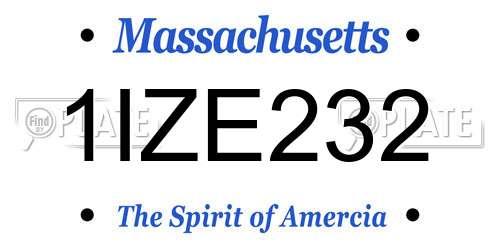 1IZE232 Massachusetts License Plate