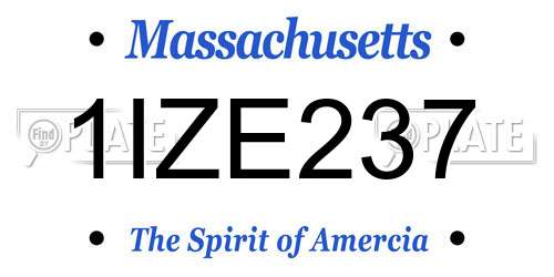 1IZE237 Massachusetts License Plate