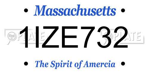 1IZE732 Massachusetts License Plate