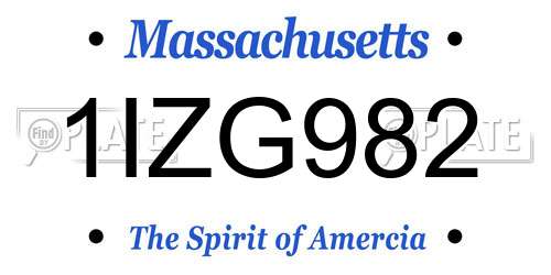 1IZG982 Massachusetts License Plate