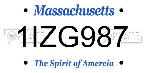 1IZG987 Massachusetts License Plate