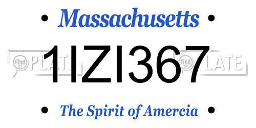 1IZI367 Massachusetts License Plate
