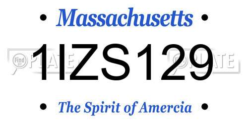 1IZS129 Massachusetts License Plate