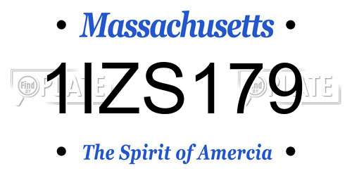 1IZS179 Massachusetts License Plate
