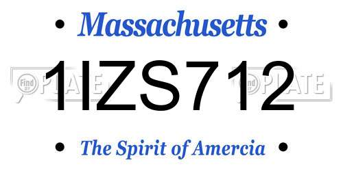 1IZS712 Massachusetts License Plate
